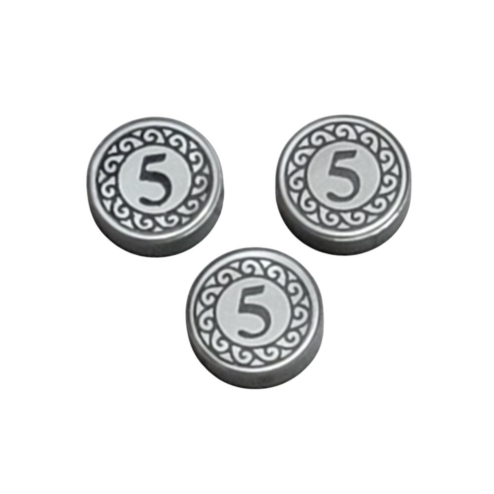 LEGO 5 Coin Tile Round 1x1 Lot 3 Pc 98138pb023 Silver Replacement Parts‎ Pieces